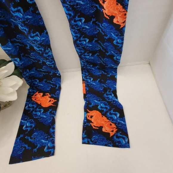 LuLaRoe Tall & Curvy TC Legging Blue Black Orange Mystical Mythical Dragon Lion - Picture 6 of 13